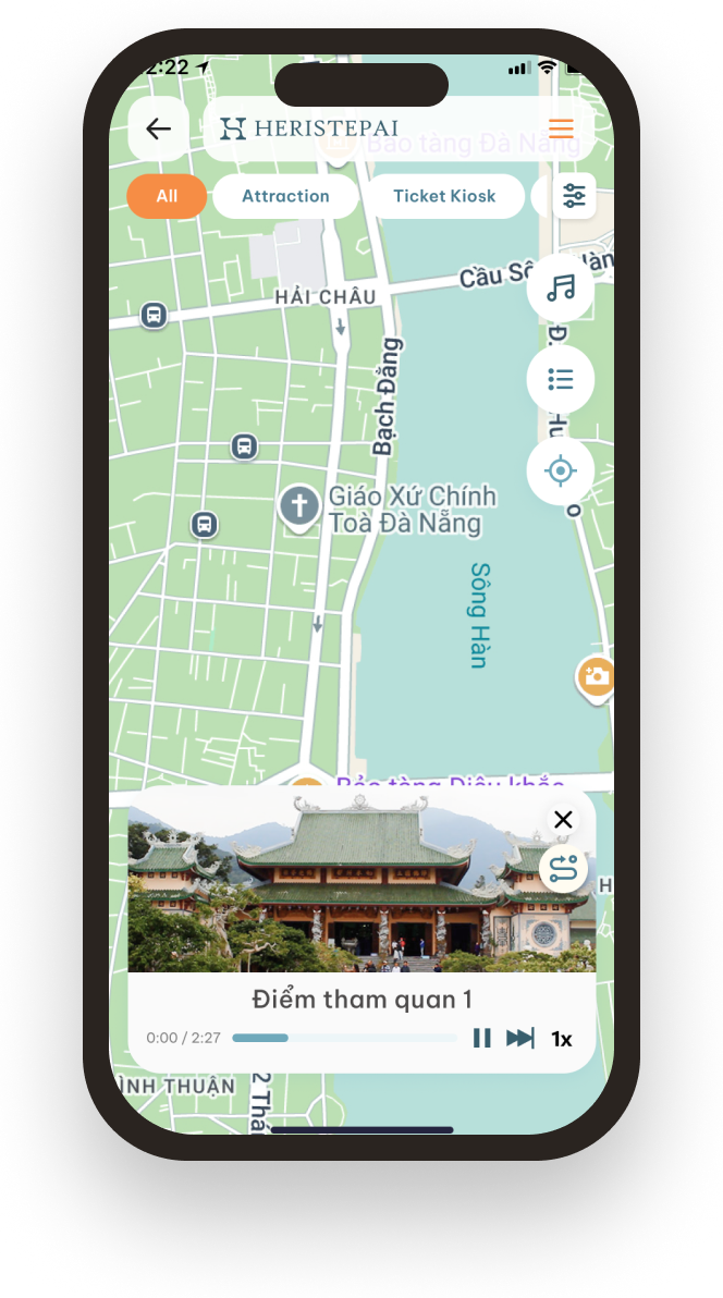 Heristep app preview on a smartphone